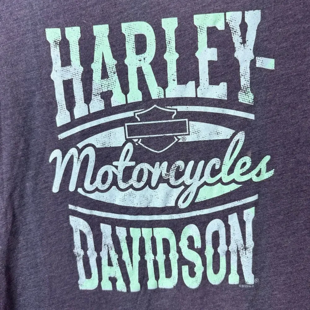 Harley Davidson Long Sleeve Tee Shirt Women’s Size Small Gray Graphic Biker Top